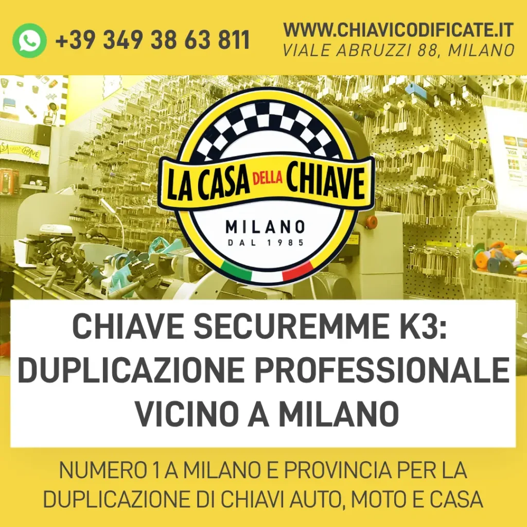 Chiave Securemme K3: duplicazione professionale vicino a Milano