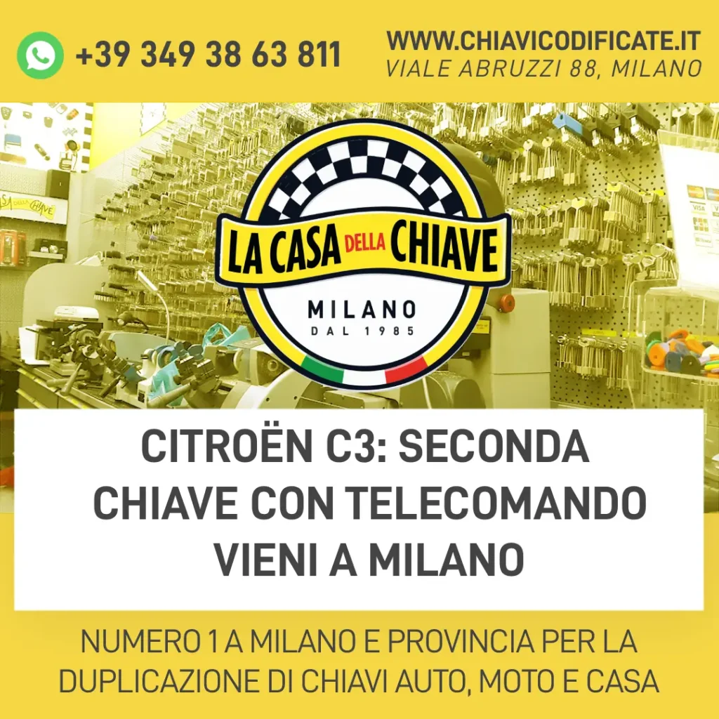 Citroën C3: Seconda Chiave con Telecomando vieni a Milano