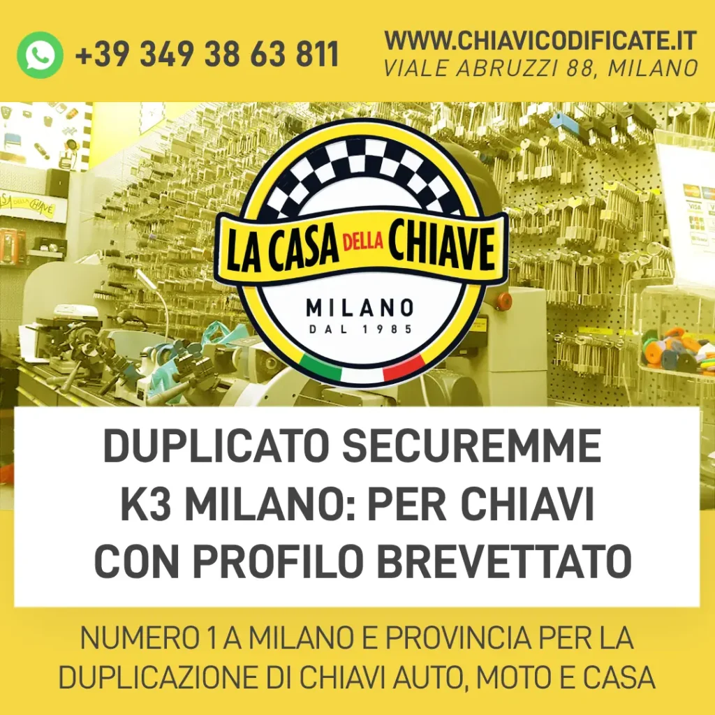 Duplicato Securemme K3 Milano: per chiavi con profilo brevettato
