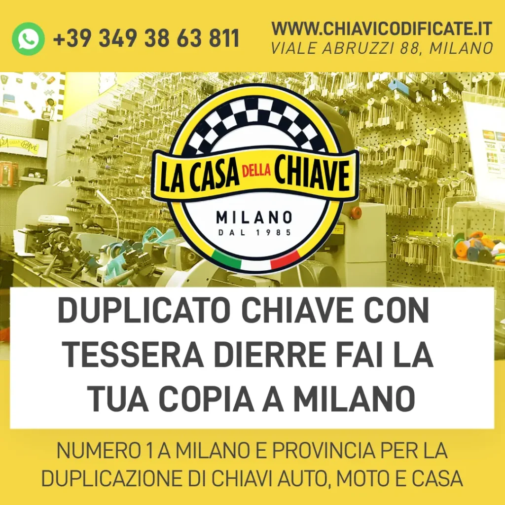 Duplicato chiave con Tessera Dierre fai la tua copia a Milano