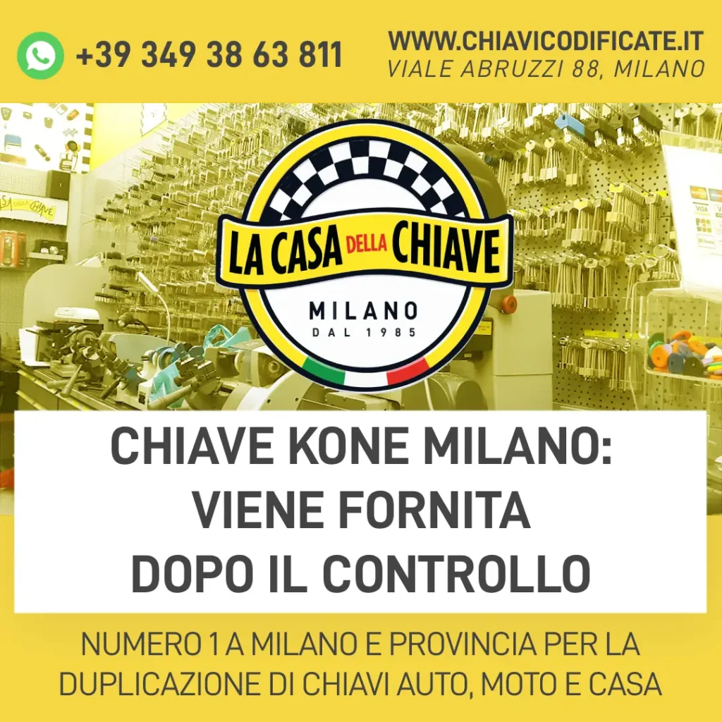 Chiave KONE Milano: viene fornita dopo il controllo