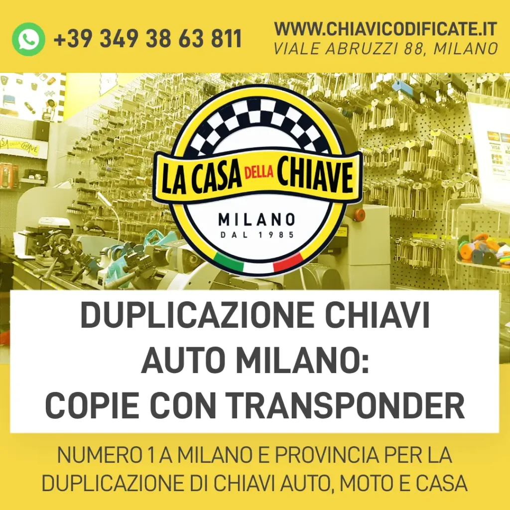 Duplicazione chiavi auto Milano: copie con transponder