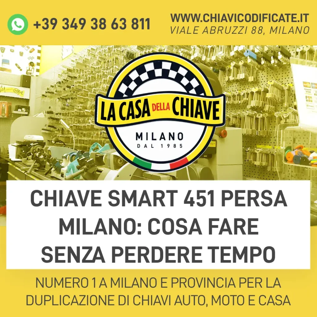 Chiave Smart 451 persa Milano: cosa fare senza perdere tempo