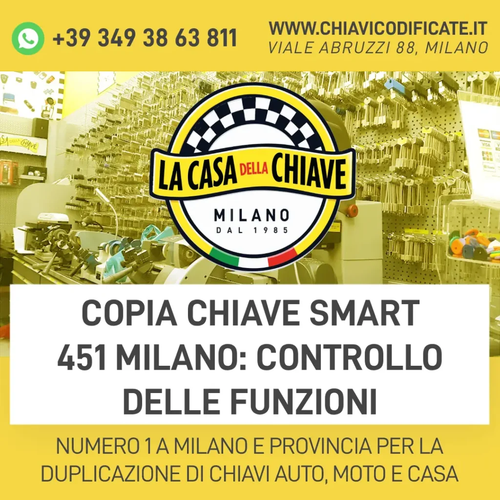 Copia chiave Smart 451 Milano: controllo delle funzioni