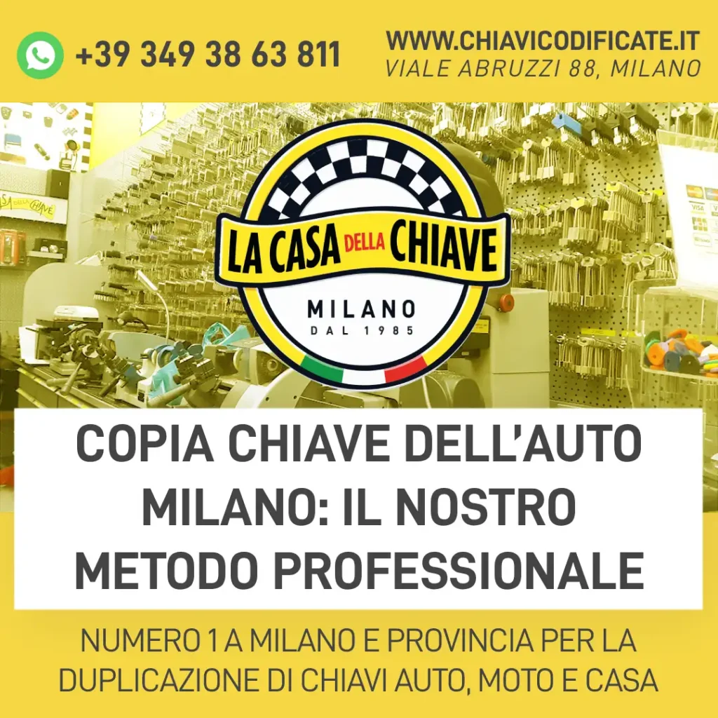 Copia chiave dell’auto Milano: il nostro metodo professionale