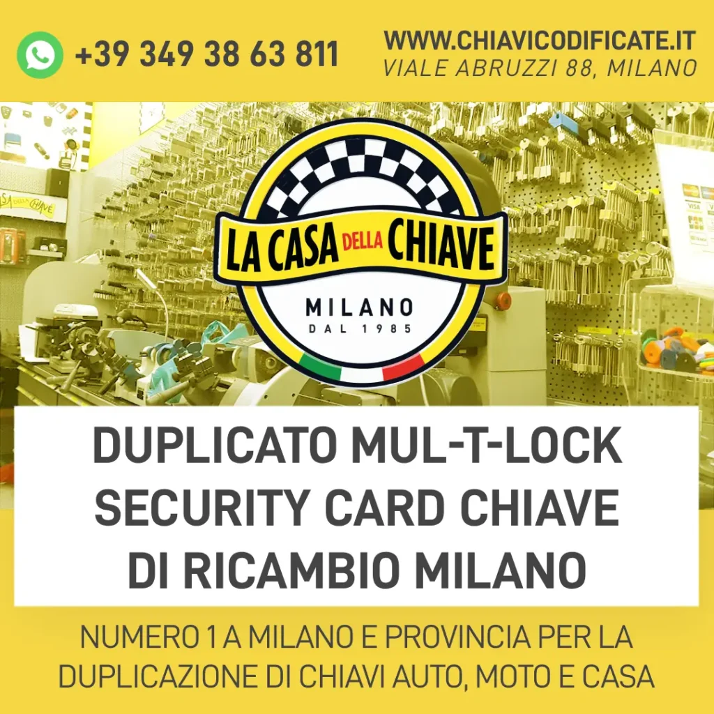 Duplicato Mul-T-Lock Security Card Chiave di Ricambio Milano