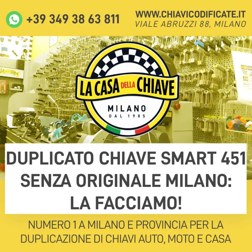 Duplicato chiave Smart 451 senza originale Milano: la facciamo!