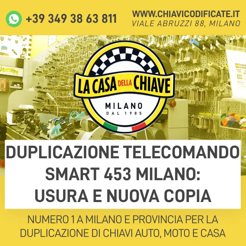 Duplicazione telecomando Smart 453 Milano: usura e nuova copia