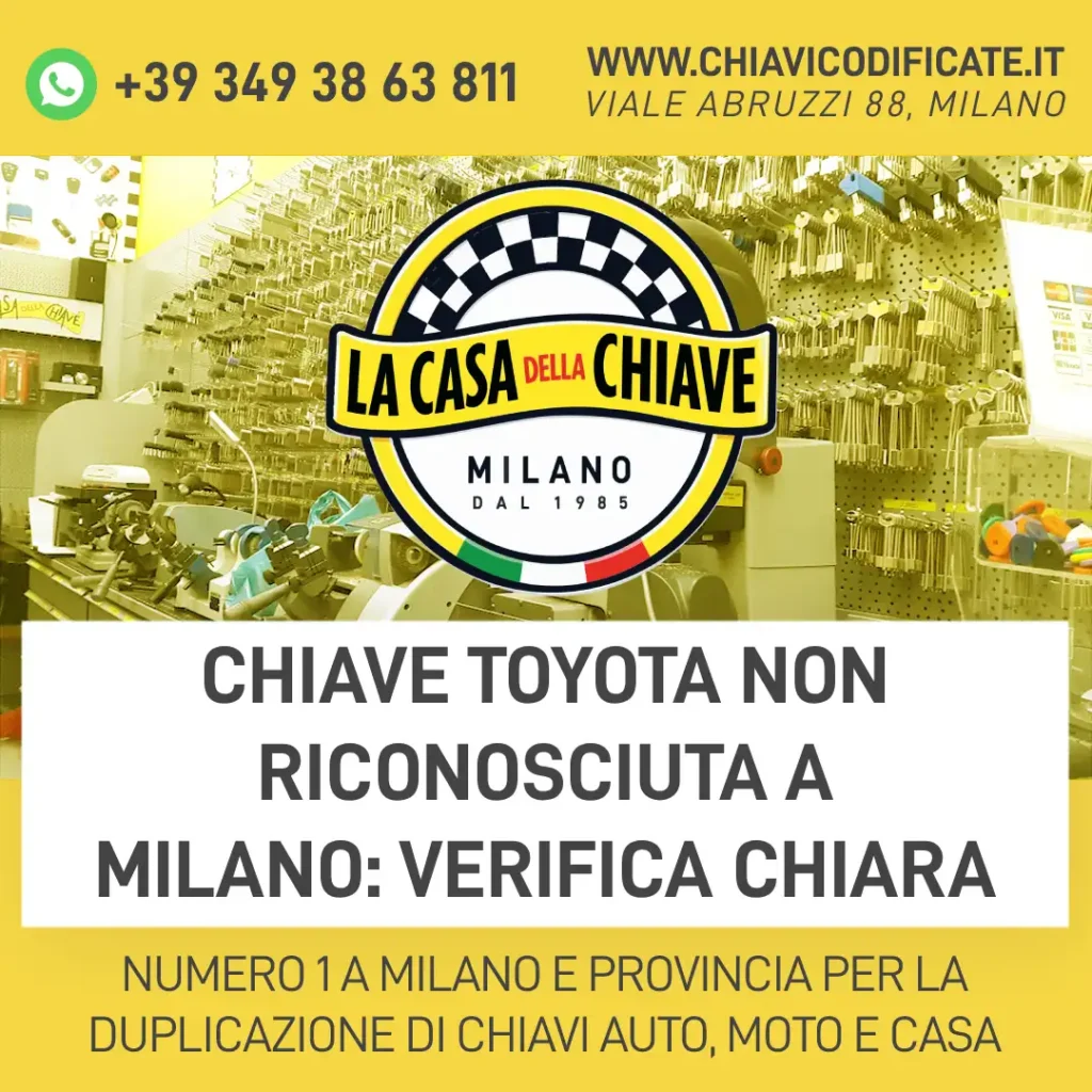 Chiave Toyota non riconosciuta a Milano: verifica chiara