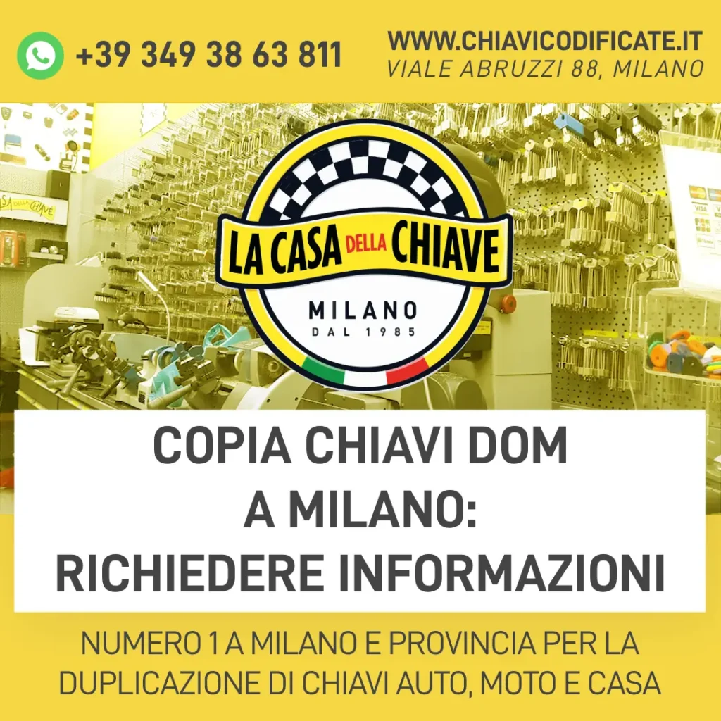 Copia chiavi DOM a Milano: richiedere informazioni