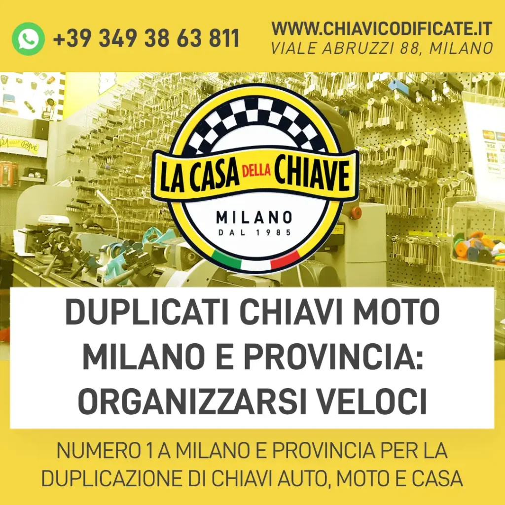 Duplicati chiavi moto Milano e provincia: organizzarsi veloci