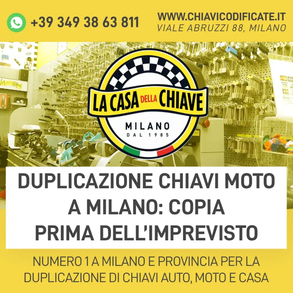 Duplicazione chiavi moto a Milano: copia prima dell’imprevisto