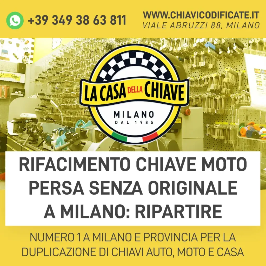 Rifacimento chiave moto persa senza originale a Milano: ripartire