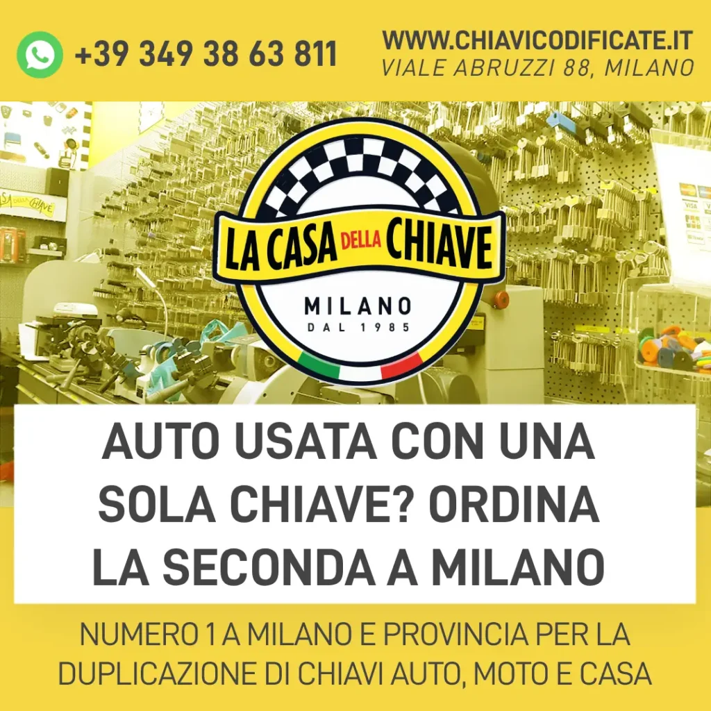 Auto usata con una sola chiave? Ordina la seconda a Milano