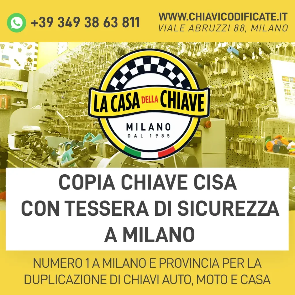 Copia chiave Cisa con tessera di sicurezza a Milano